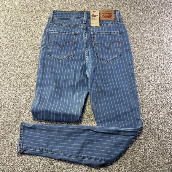 Levi's Denim - Levis 721 High Rise Skinny Jeans Womens 2 Medium Blue Pinstripe W26 L30 Denim